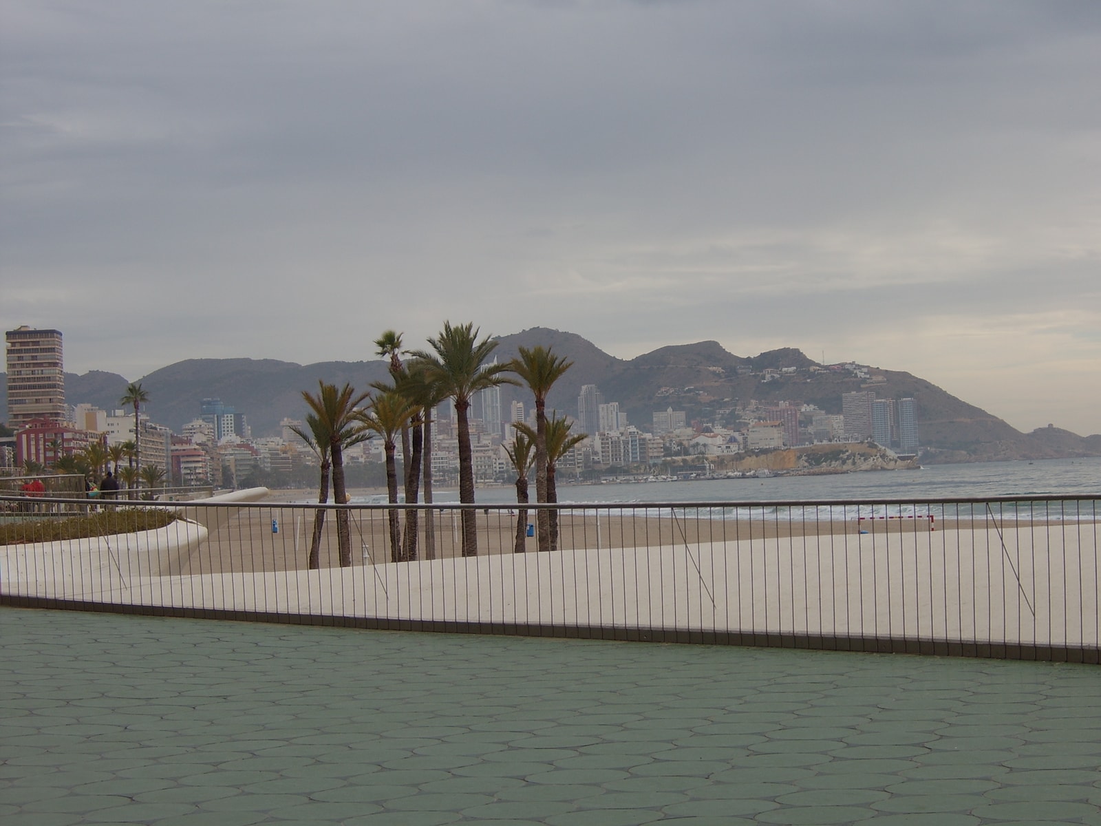 The colorful, wave-shaped Paseo Marítimo promenade at Poniente Beach.