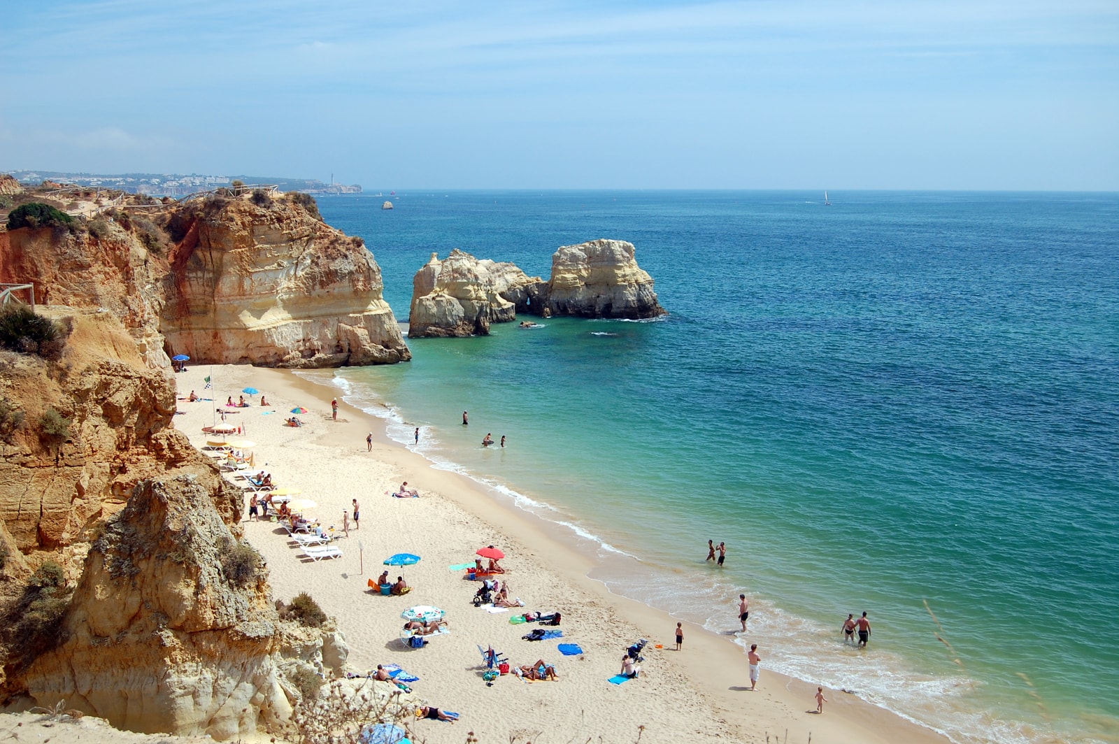 A view of the cliffs and coves of Praia dos Três Castelos, located just west of Praia da Rocha.